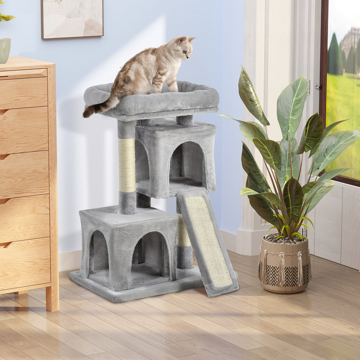 EASYCOMFORT Krabpaal voor katten 59x39x83 cm, grijs