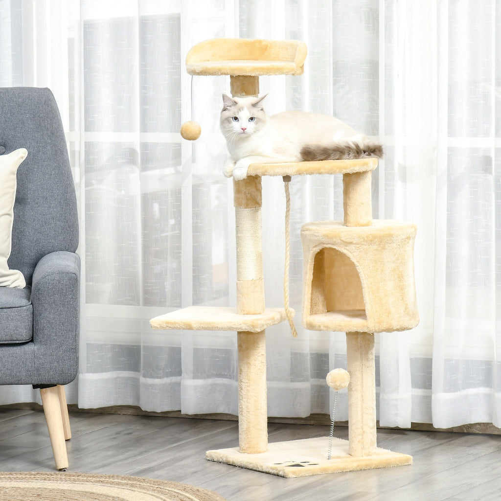 EasyComfort 4-laags krabpaal met hol en speelgoed, 114 cm