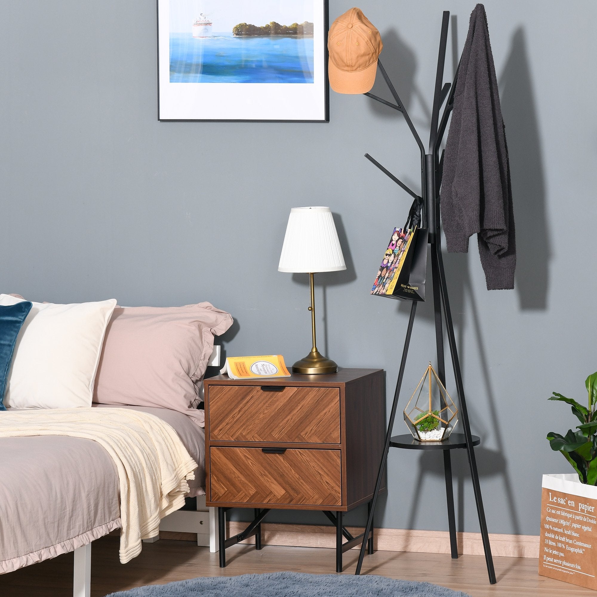 EasyComfort Staande kapstok 45x45x180 cm, zwart