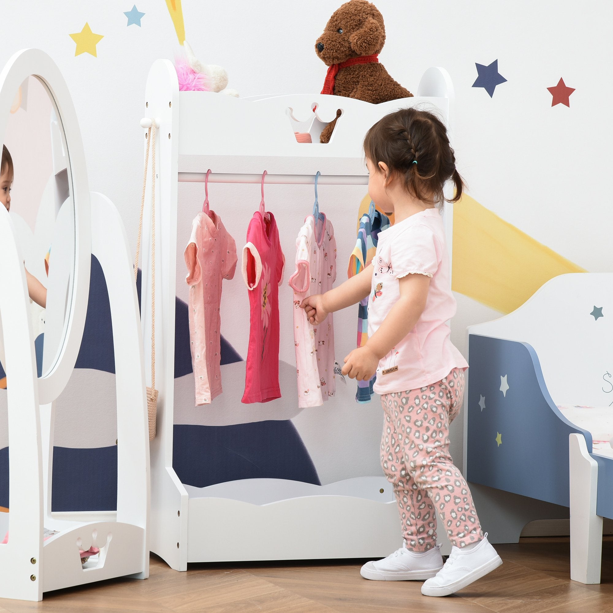EasyComfort kinderkapstok met planken en zijhaken - wit