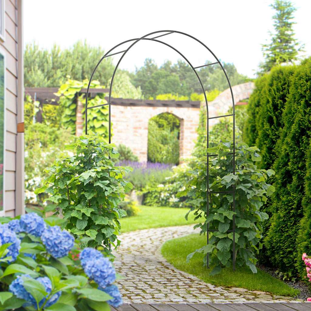 EasyComfort Arco per Rampicanti in Metallo per Giardino ed Esterni, 140x40x240cm, black