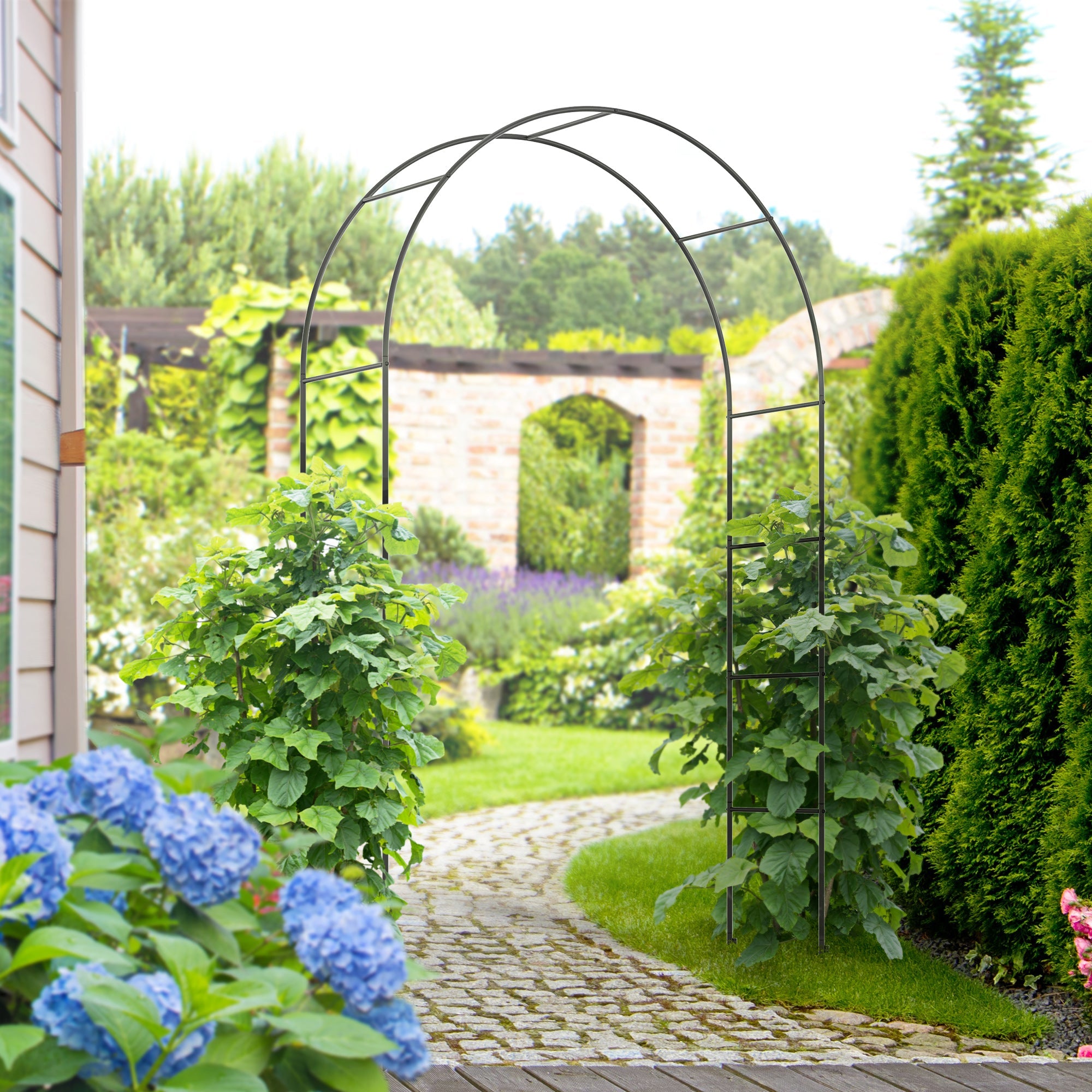 EasyComfort Arco per Rampicanti in Metallo per Giardino ed Esterni, 140x40x240cm, black