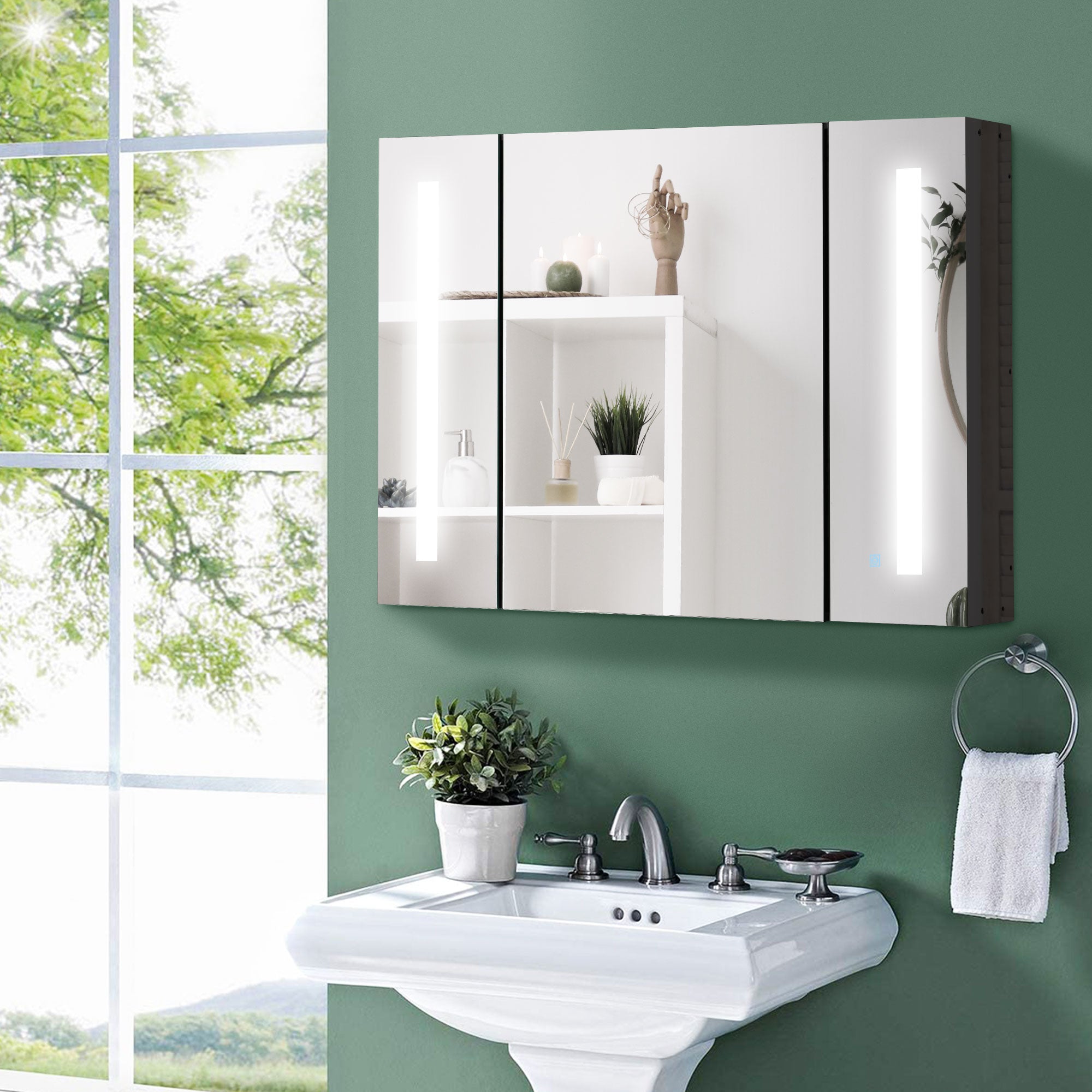 EasyComfort Armadietto spiegelkast wandmontage MDF 3 kastjes 90x15x65 cm zwart
