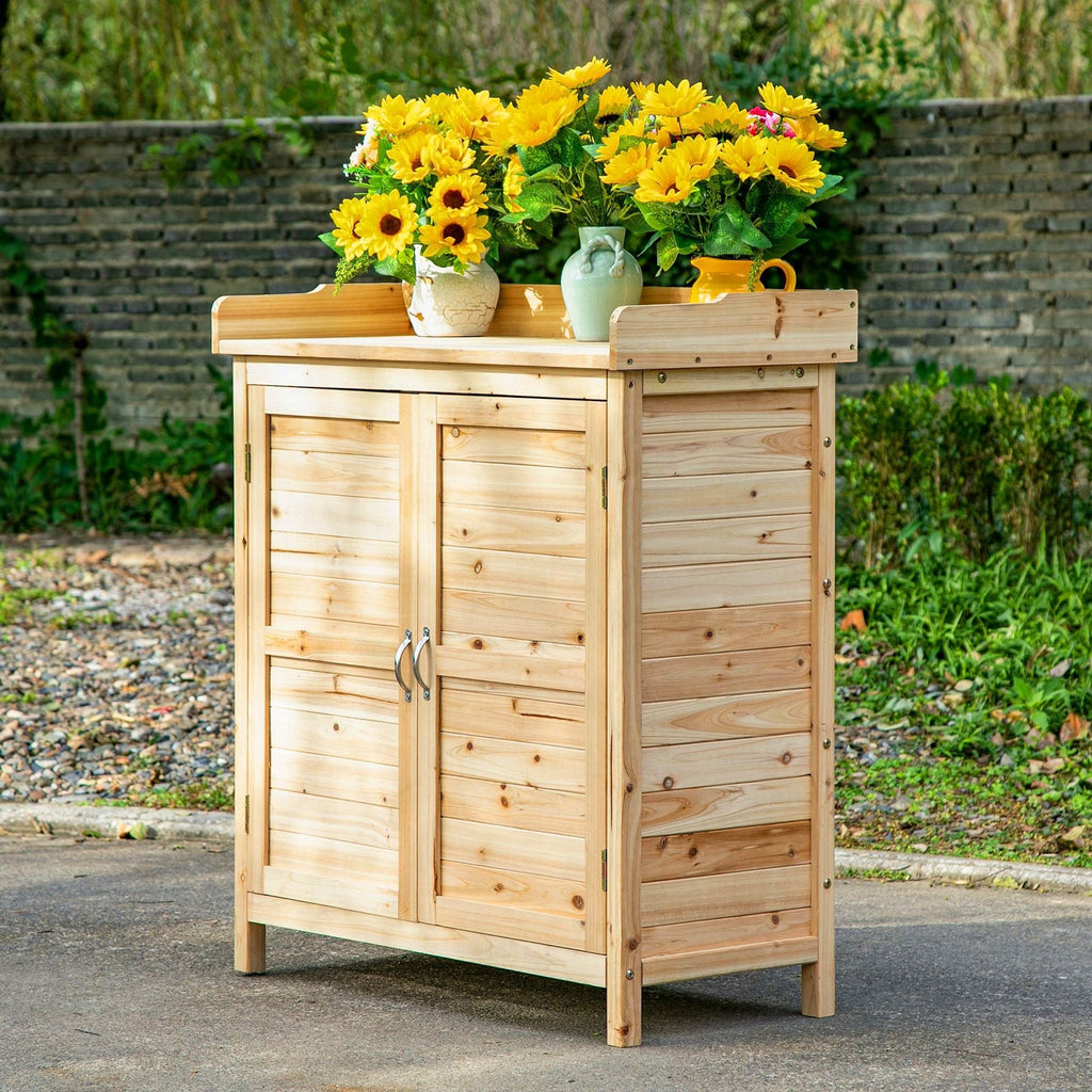 EasyComfort Buitenwandkast 2 schappen, 2-deurs vurenhout 83x40x92 cm