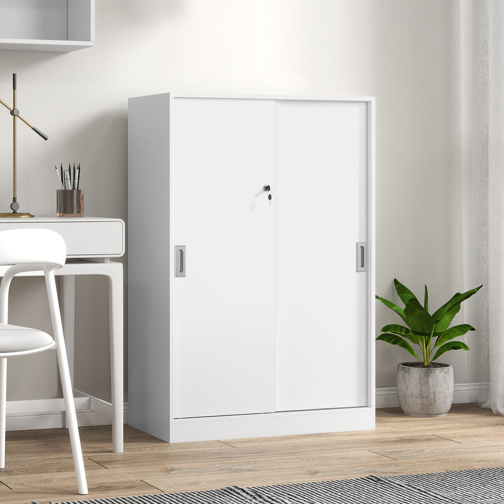 EasyComfort Armadietto da Ufficio a 3 Ripiani with 2 Chiavi di Sicurezza, in Truciolato, 80x40x120 cm, white