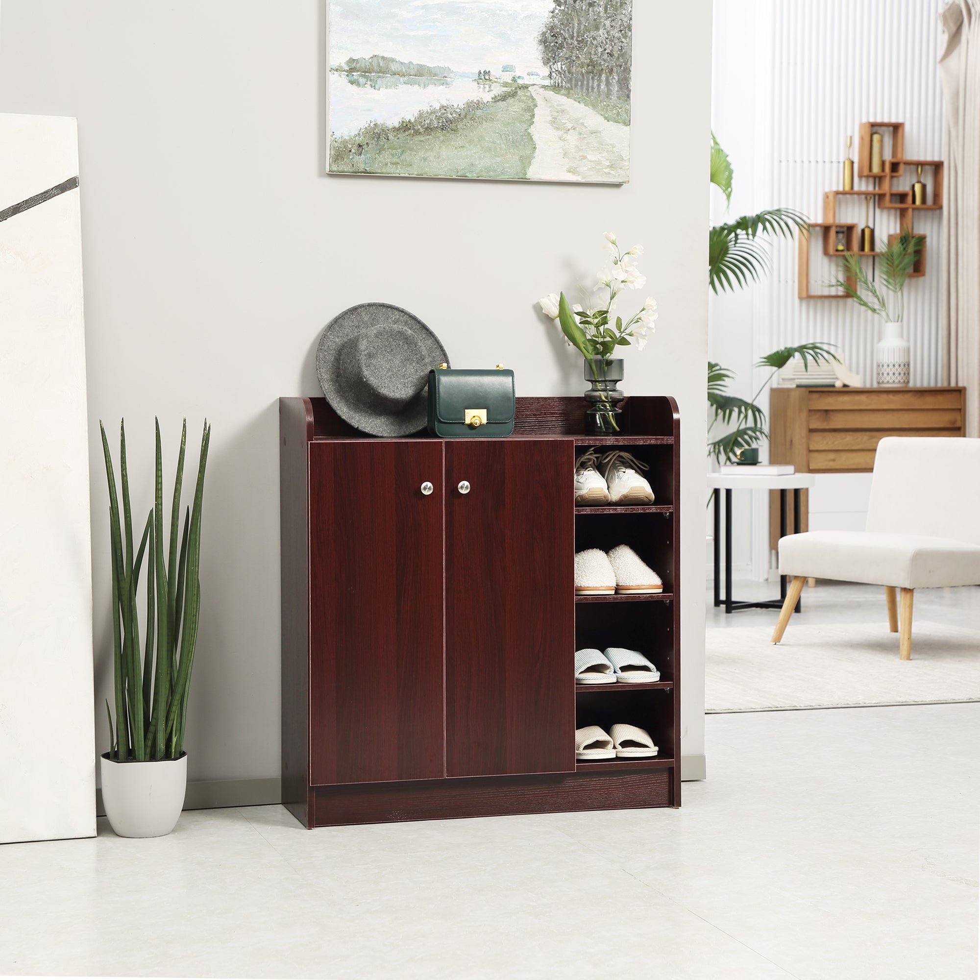 EasyComfort Schoenenkast 12 paar, 4 open planken, 83x30x90 cm, kleur Caffè