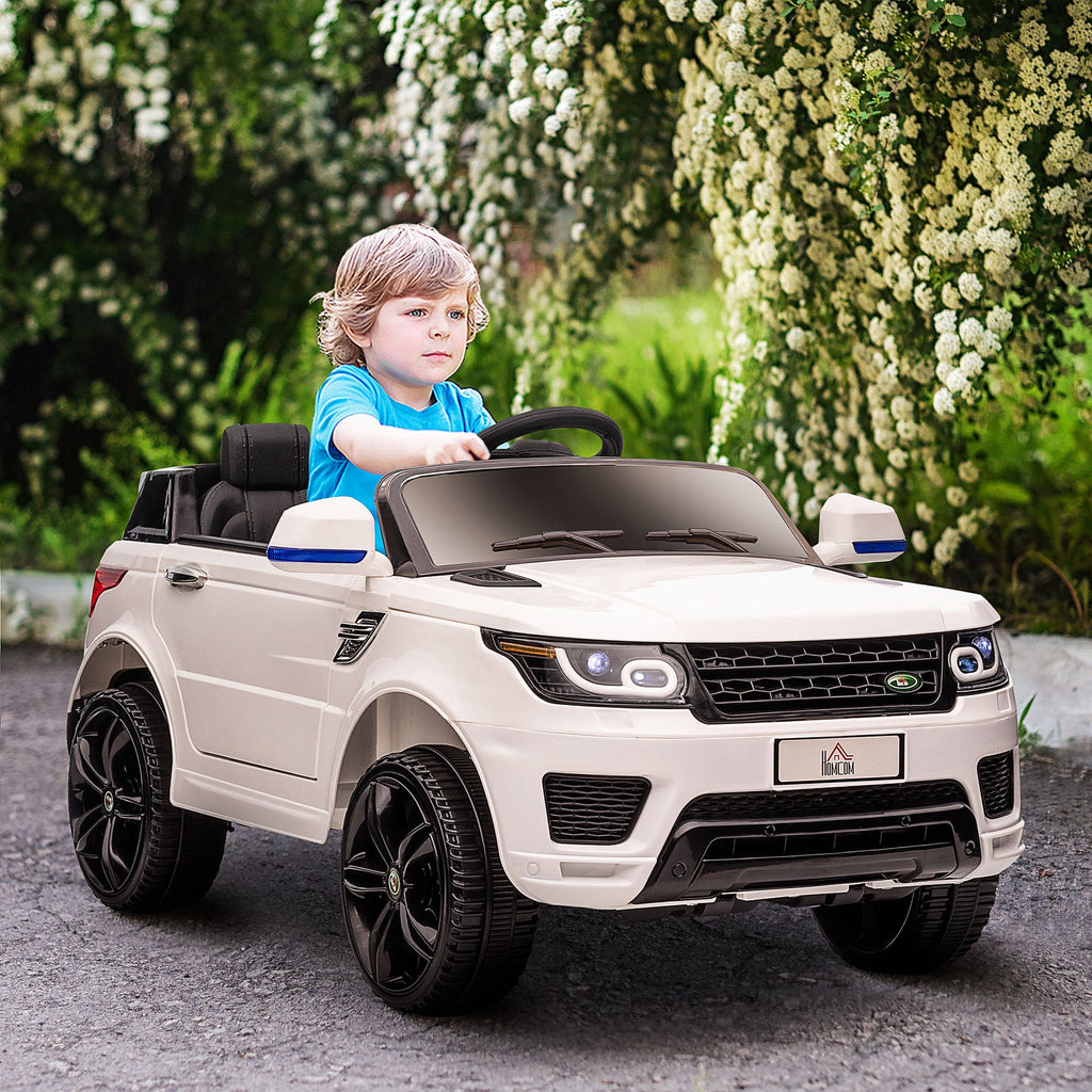 EasyComfort Auto Elettrica per Bambini 3-6 Anni con Telecomando, Macchina con Luci LED e Clacson, in PP e Metallo, 110x68x52 cm, Bianco