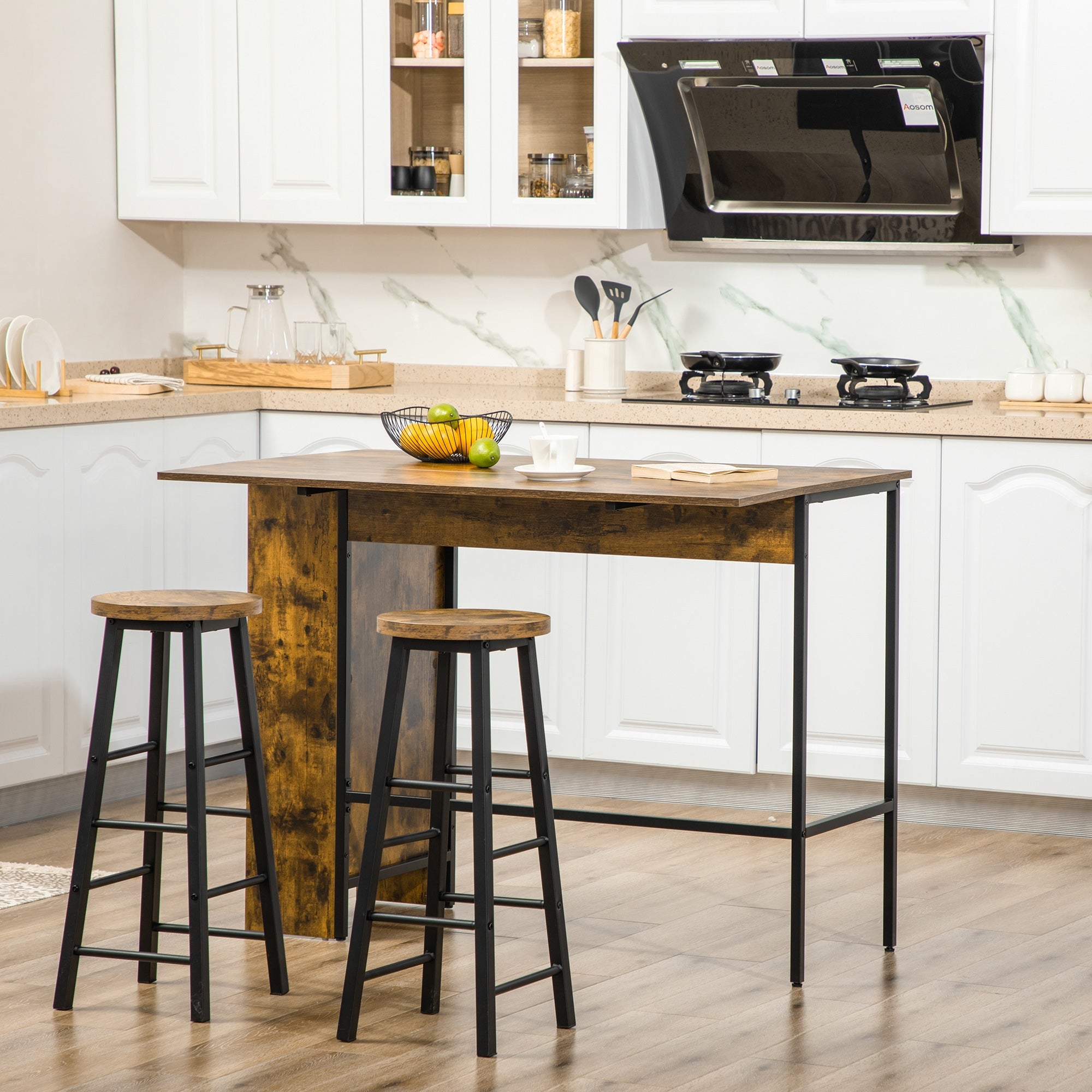 EasyComfort Vouwbare bar industrieel met 3-planken 120x76x91.4 cm