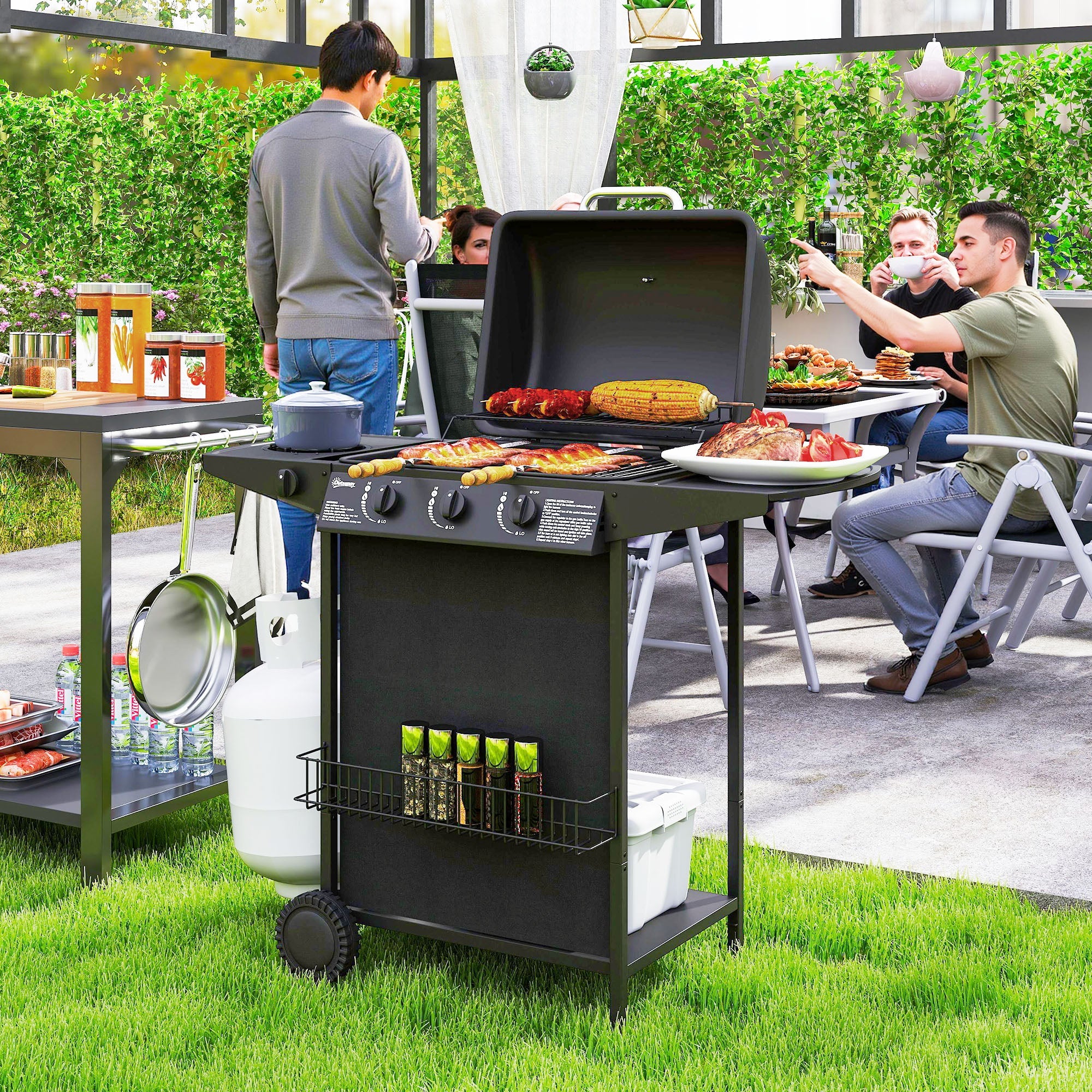 EasyComfort Gasbarbecue 4 branders, 1776 cm², zwart