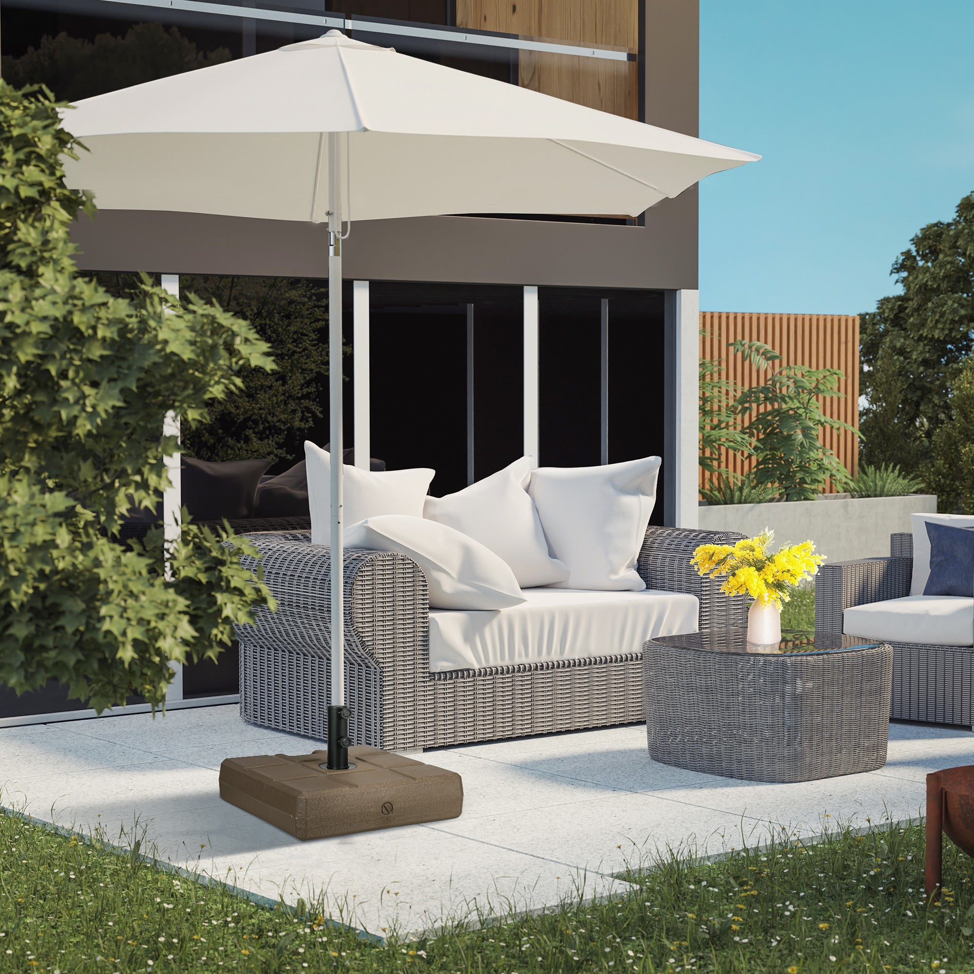 EasyComfort Base parasolvoet vulbaar 49x49x36.5 cm bruin