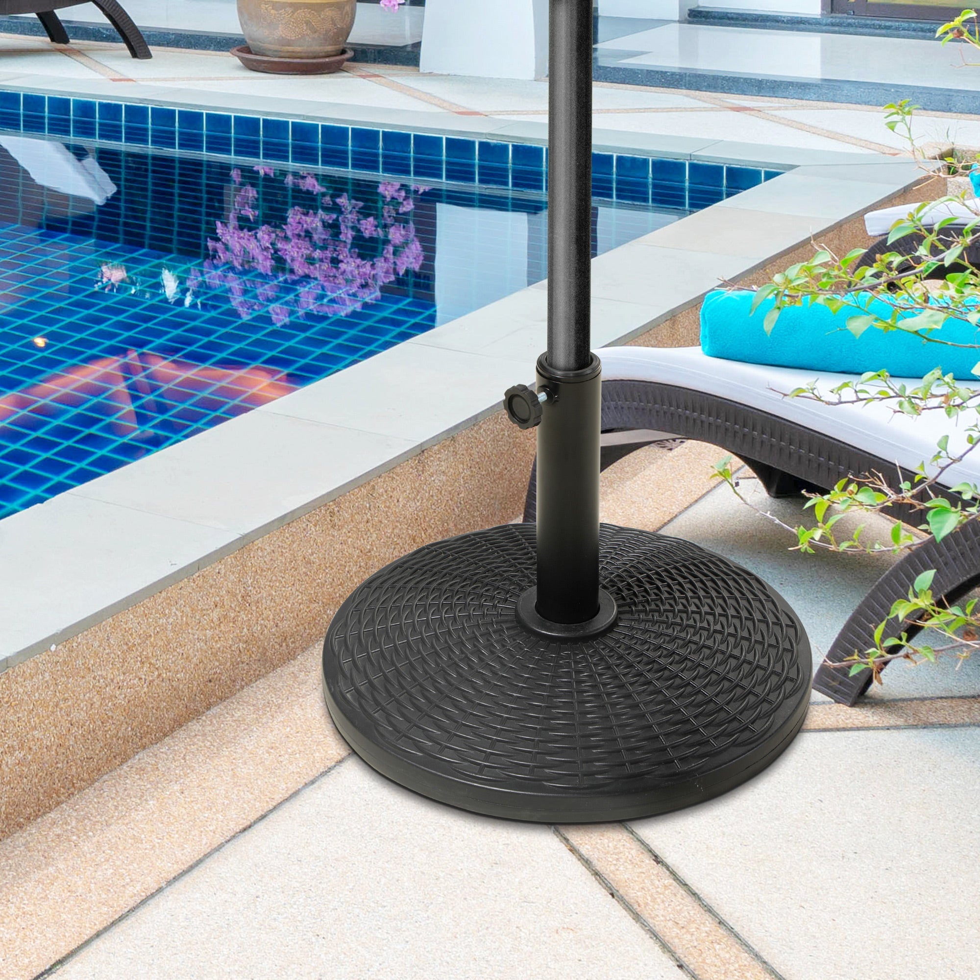 EasyComfort Base parasolvoet rattan-effect 12,5 kg Ø44.5 cm voor Ø38/48 mm, zwart