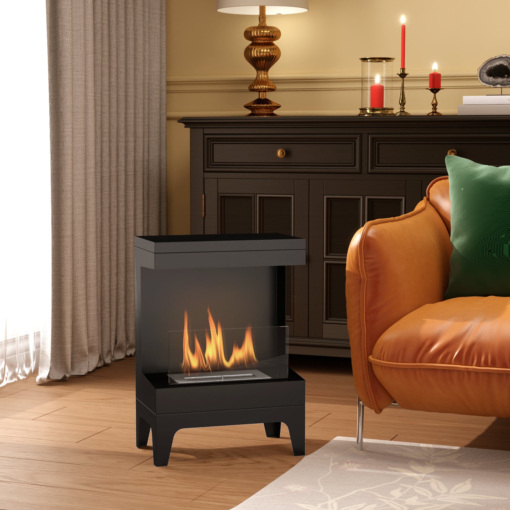 EasyComfort vrijstaande bio-ethanol haard 0.9L zwart