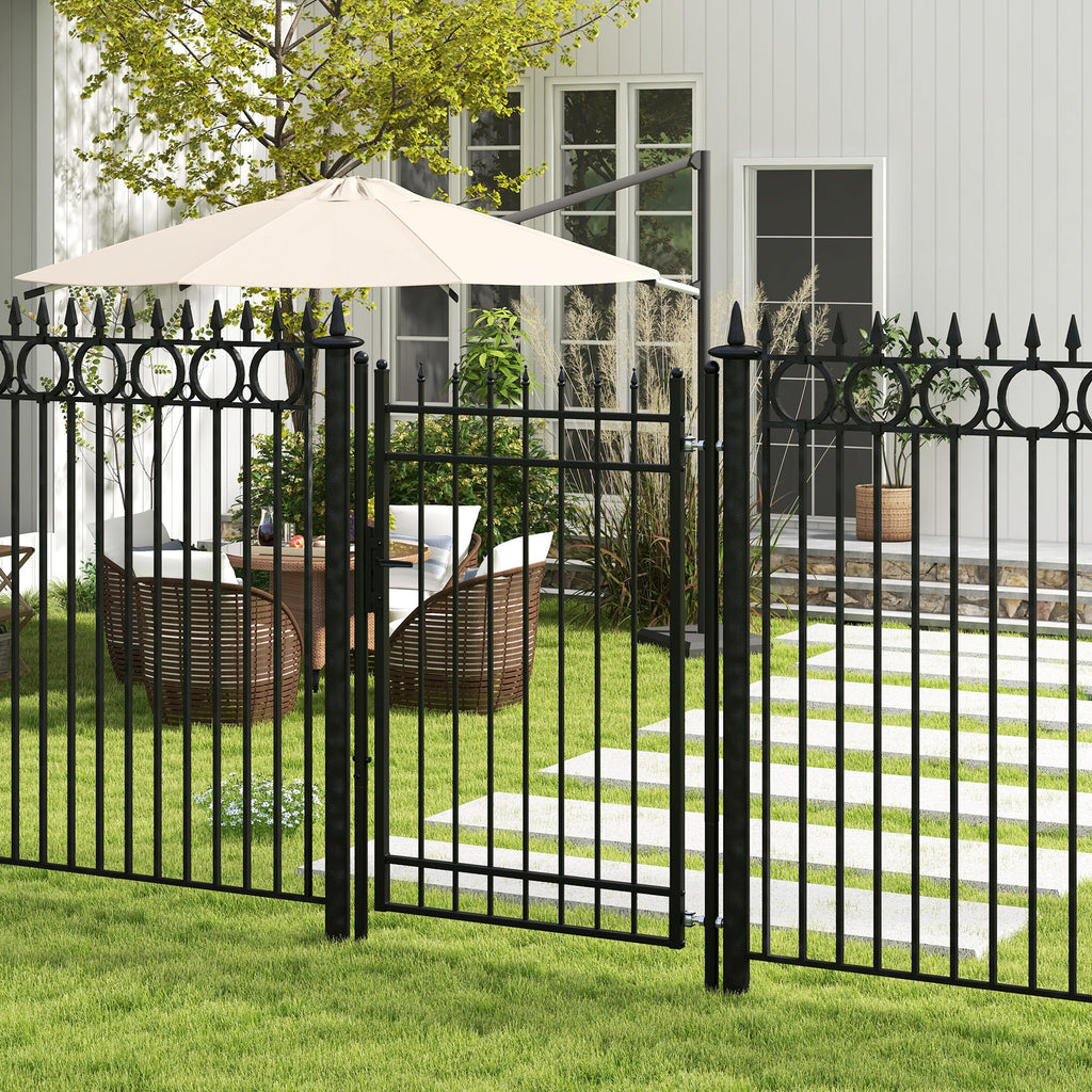 EasyComfort Cancelletto di Sicurezza with Serratura, 3 Chiavi e 2 Paletti, in Acciaio Zincato, 107x204 cm, black