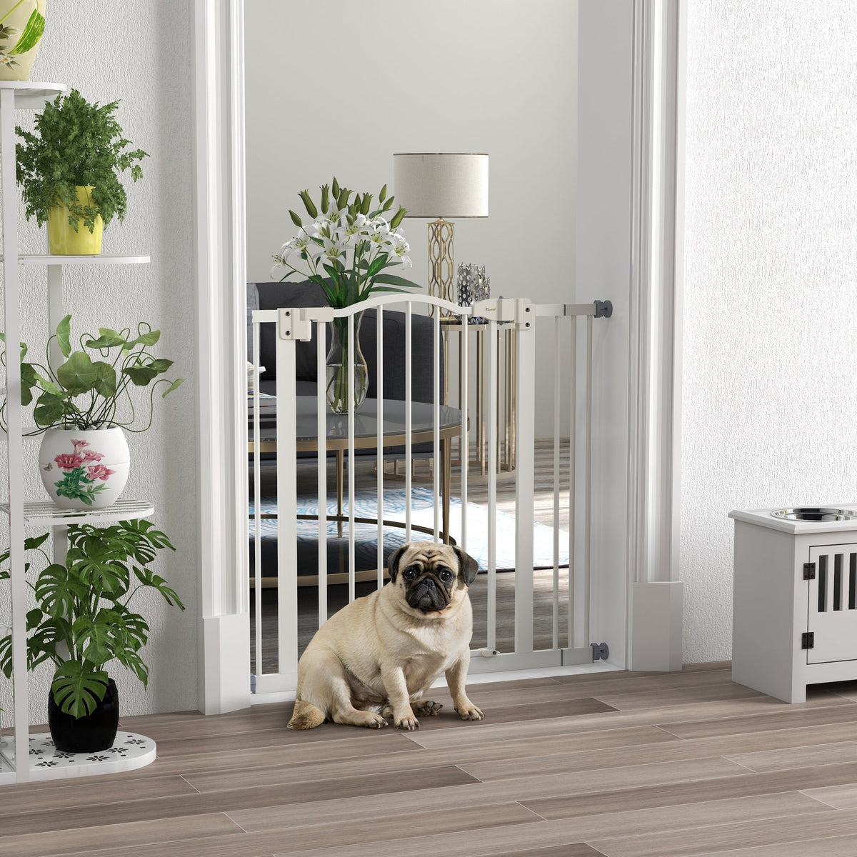 EasyComfort Uitbreidbaar hondenhek 74–87 x 78 cm, 2 sloten, automatische sluiting