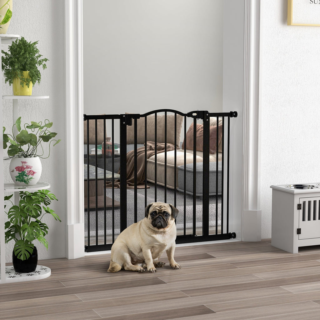 EasyComfort Cancelletto per Cani Estensibile con 4 Viti Regolabili, in Metallo e Plastica, 74-100x78 cm, Nero