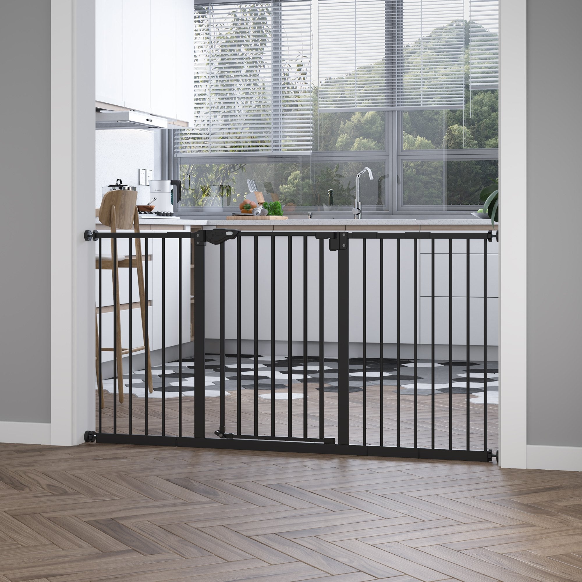 EASYCOMFORT Dog Gate 3 Extensions up to 152.3cm Automatic Closing