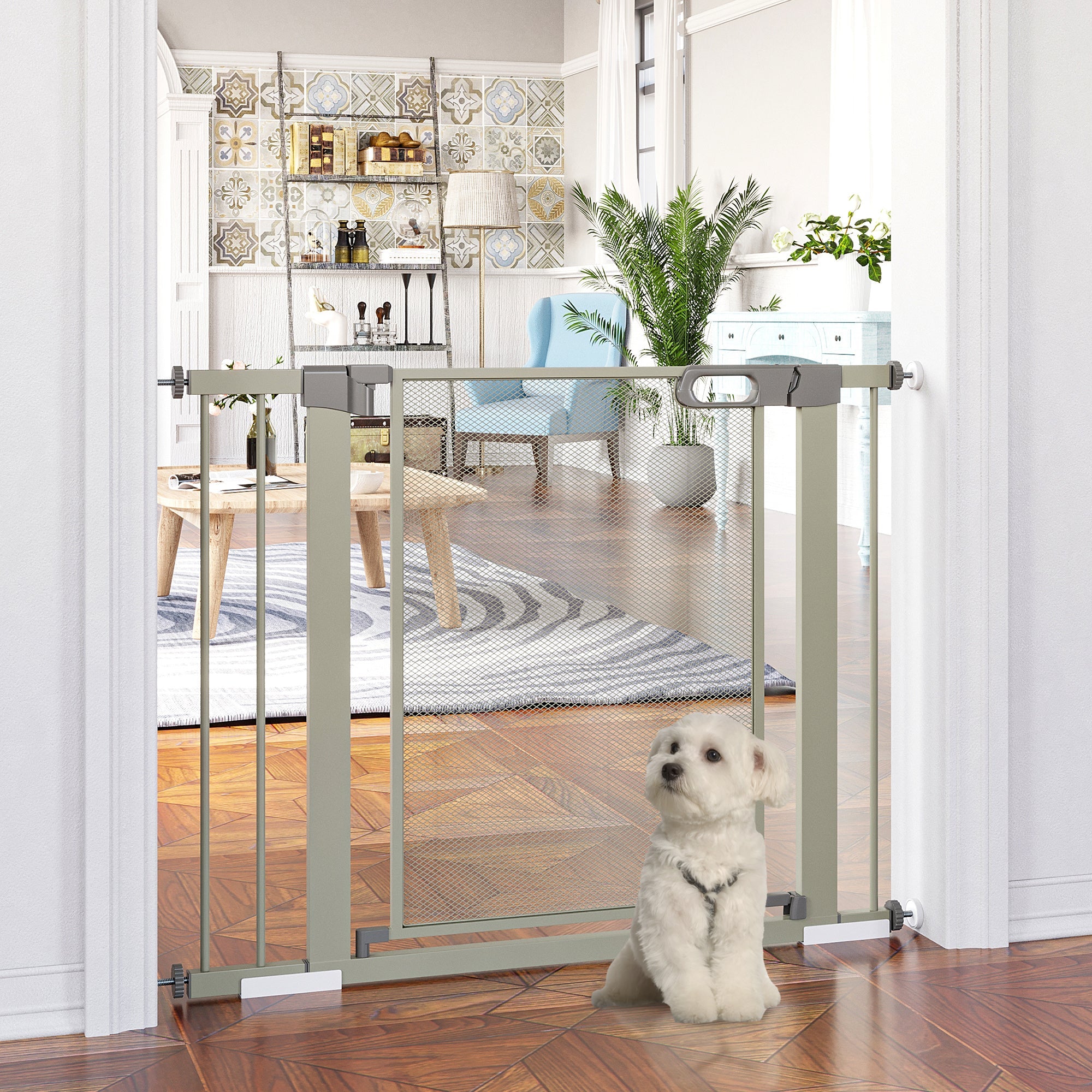 EasyComfort Veiligheidshekje voor Honden, Drukmontage, 75–103×76 cm, Grijs