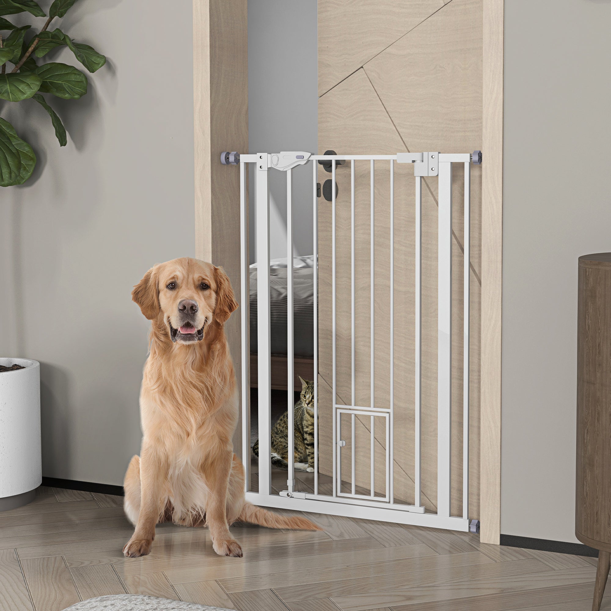 EasyComfort Hondhekje verstelbaar met kleine doorgang 74–80x104 cm, wit