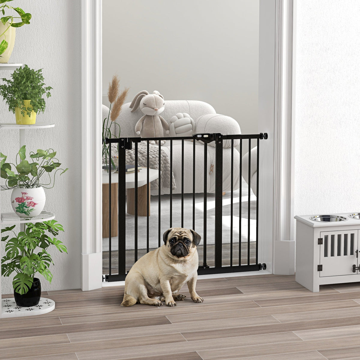 EasyComfort verstelbaar hondenhekje 74-100 x 77 cm, zwart