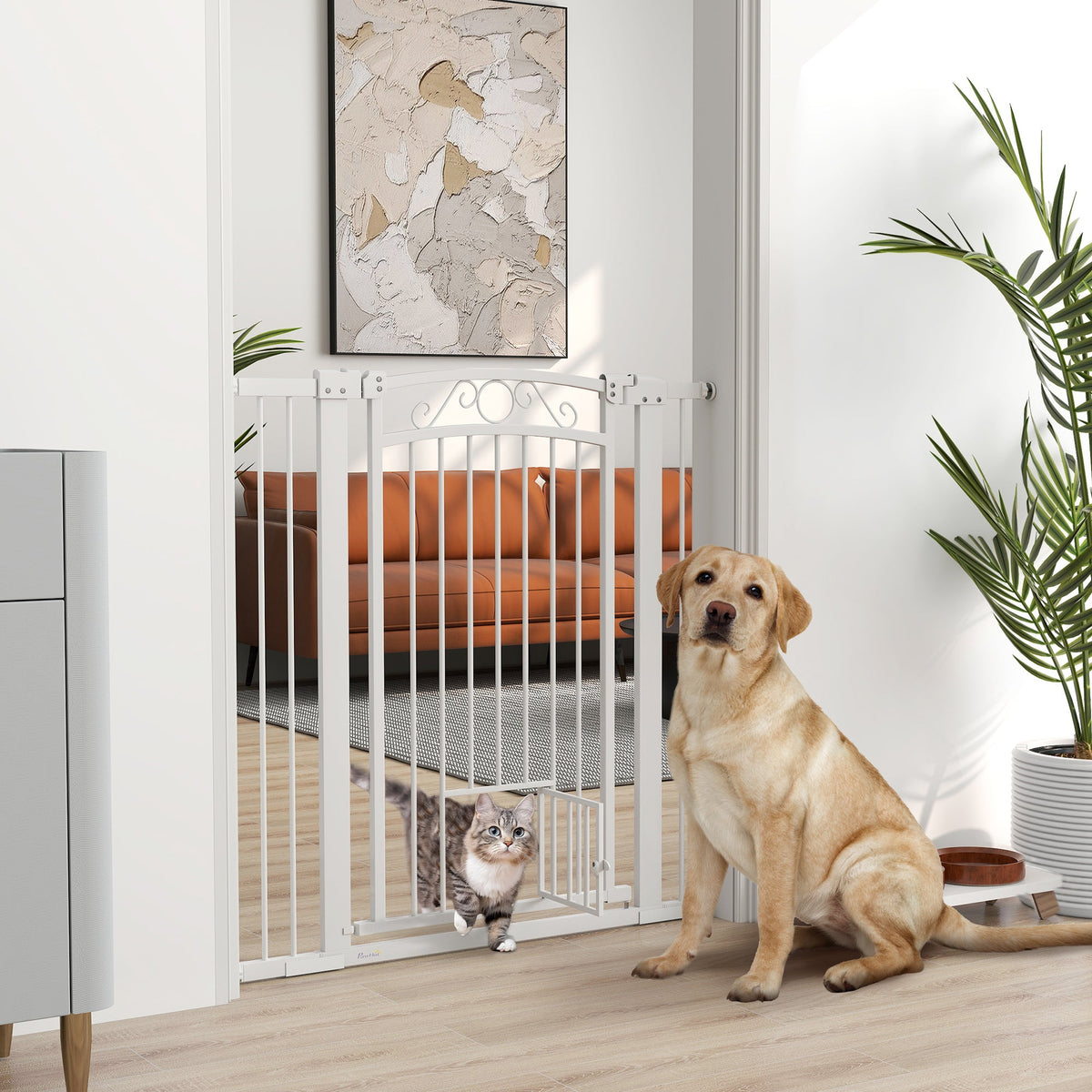 EasyComfort Cancellino per Cani - Verstelbaar hondenhekje 76-104 x 106 cm, wit