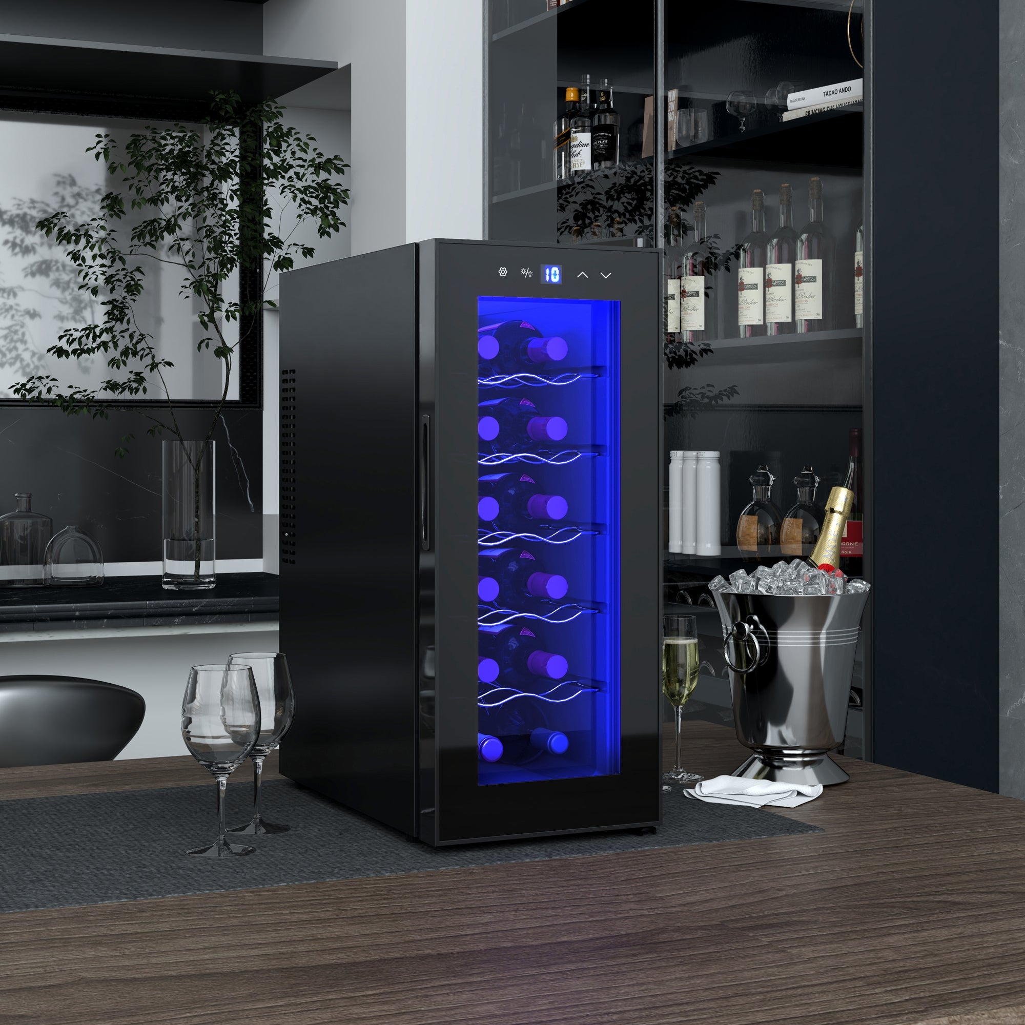 EasyComfort wijnkoelkast 12 flessen thermo-elektrisch zwart