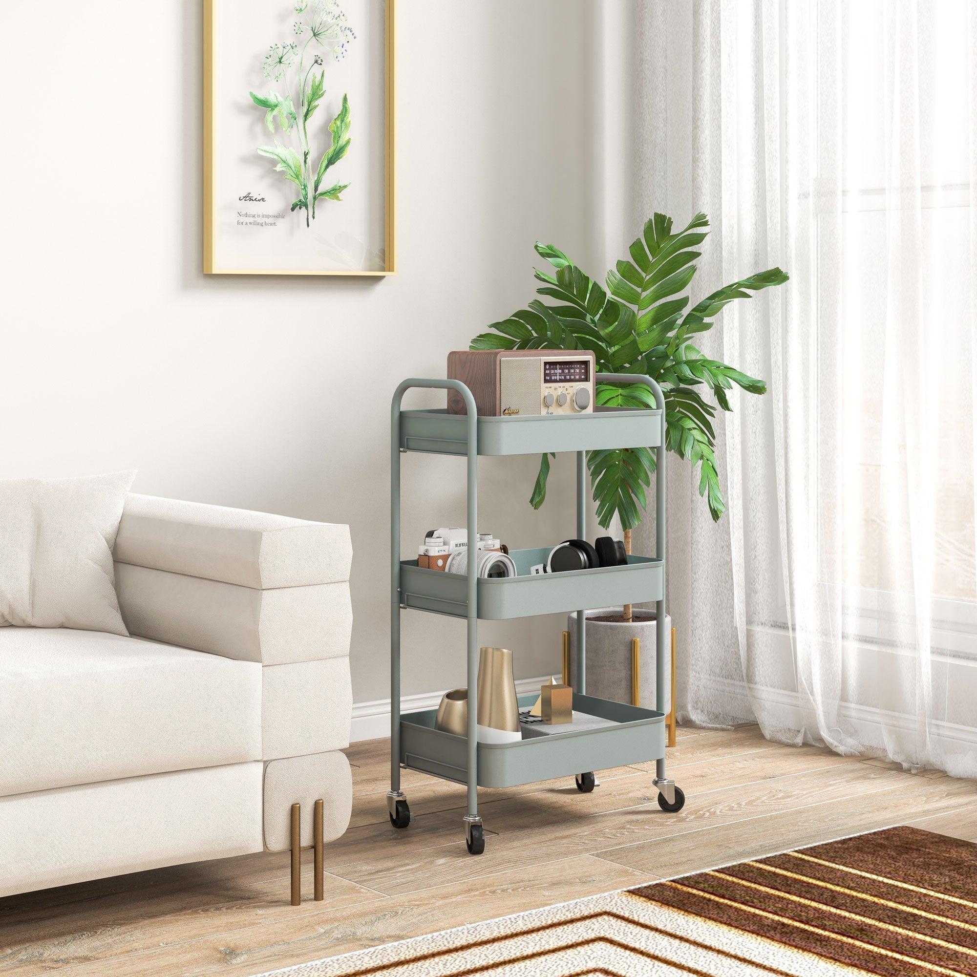 EasyComfort 3-laags keukenwagen 45x30.6x79 cm (lichtblauw)