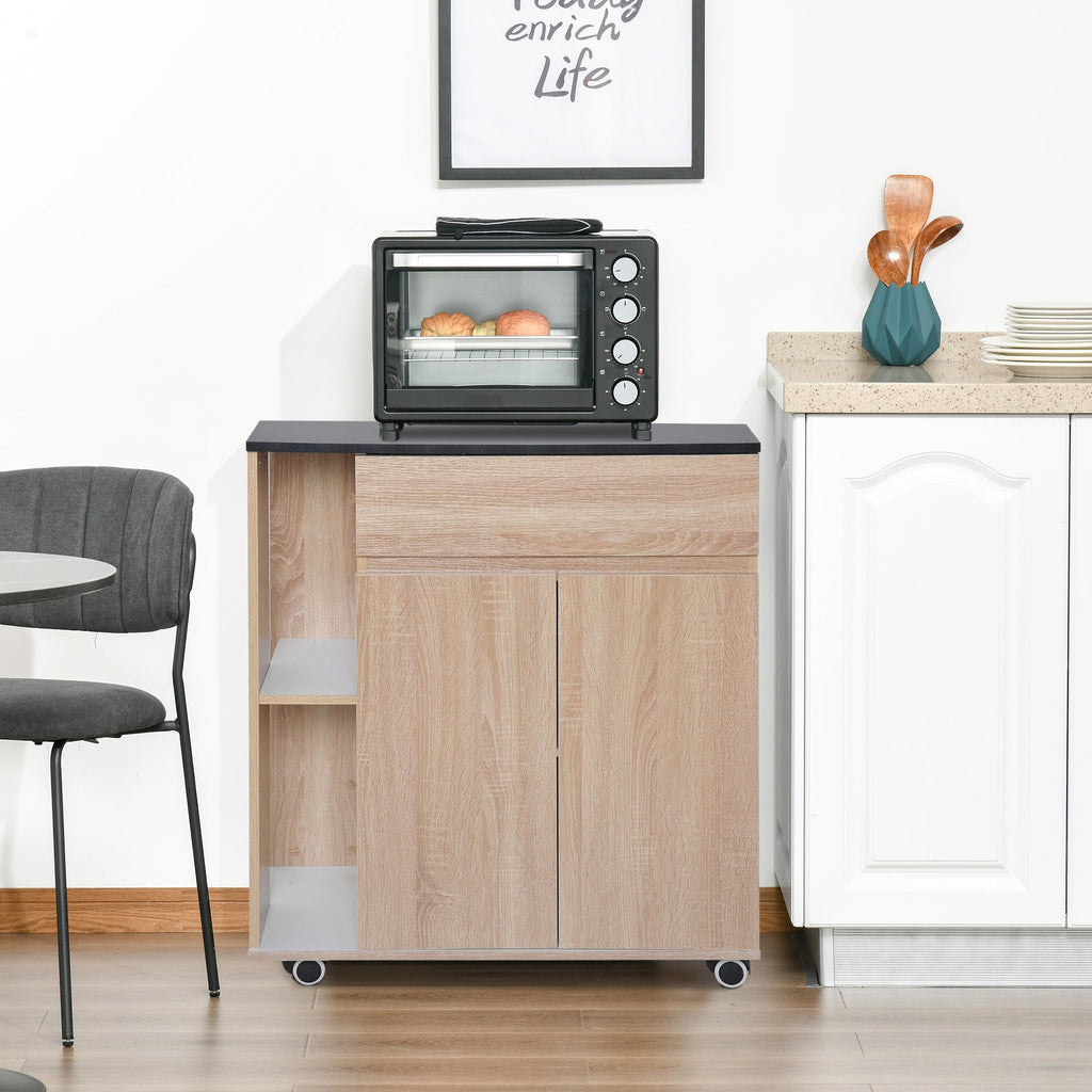 Easycomfort Carrello da Cucina with Ruote, Carrello Cucina with Cassetti Armadietto in Legno Truciolato 78x39.5x88.5cm