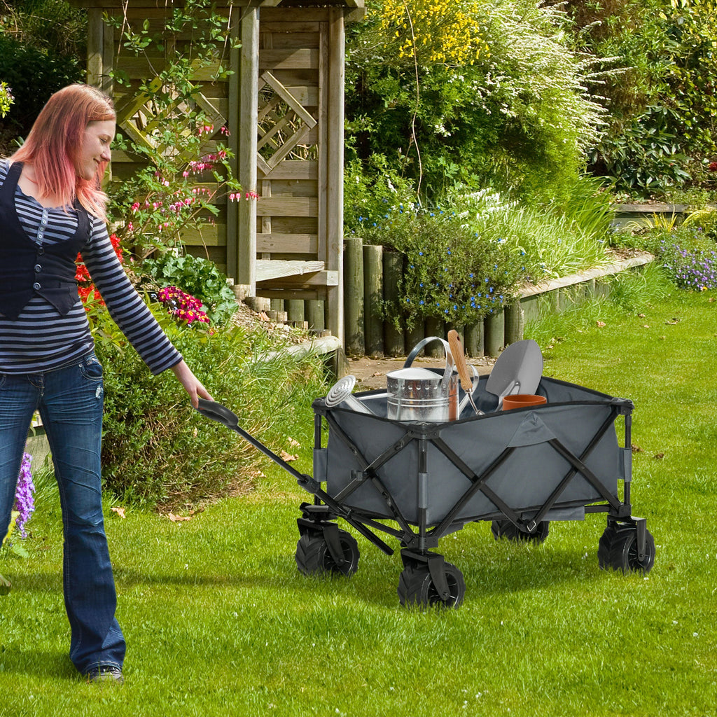 EasyComfort Carrello da Giardino Carico max 70kg with Maniglia Telescopica, in Metallo e Tessuto Oxford, 108x55 cm, Grigio