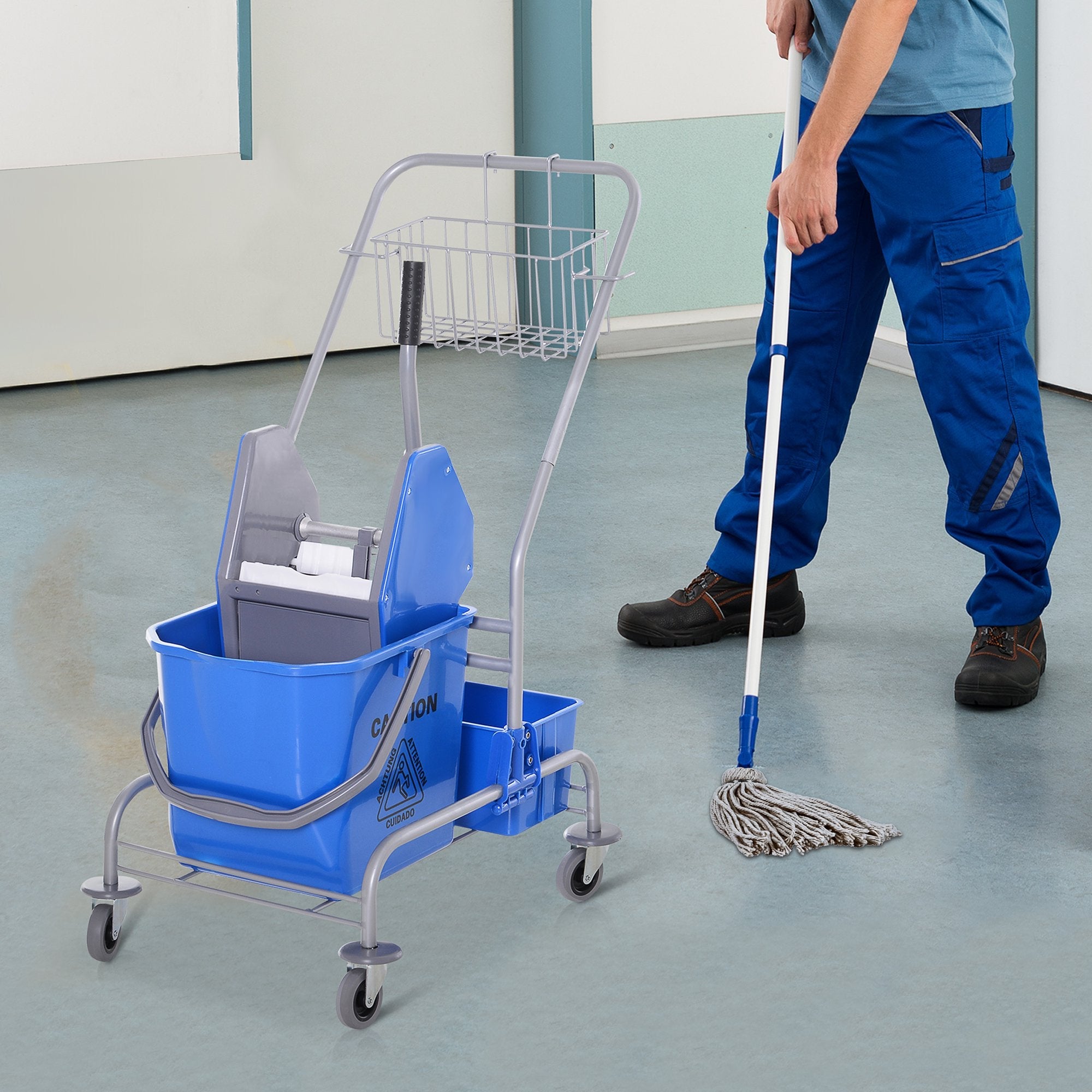 EasyComfort schoonmaakkar met uitwringer en emmer 25L 72 × 49.5 × 95cm