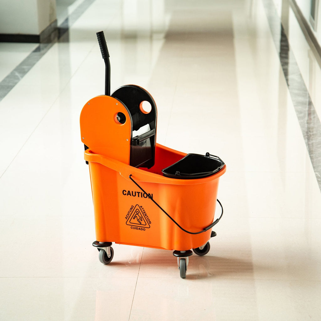 Easycomfort Carrello Secchio Lavapavimenti da 36L with Strizzatore Pressa Arancione