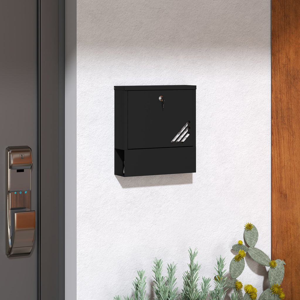 EasyComfort Cassetta Postale a Muro in Metallo con Finestrella e Serratura, 30x8.5x32.5 cm, Grigio Carbone