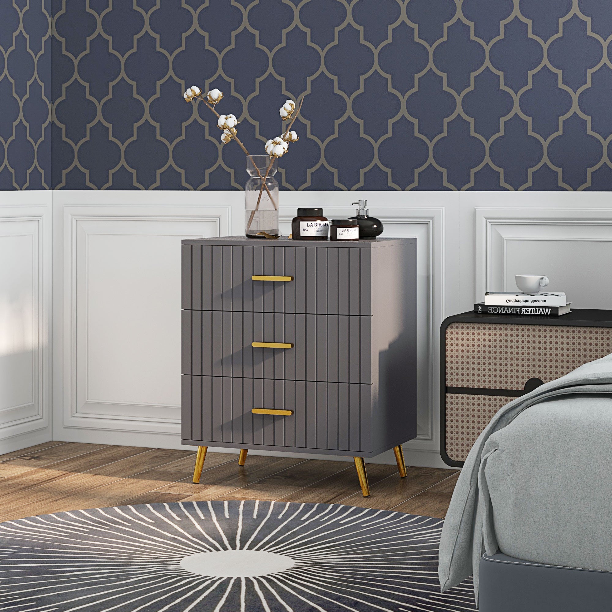 EasyComfort Ladekast 3 lades 60x40x71.5 cm goud/donkergrijs