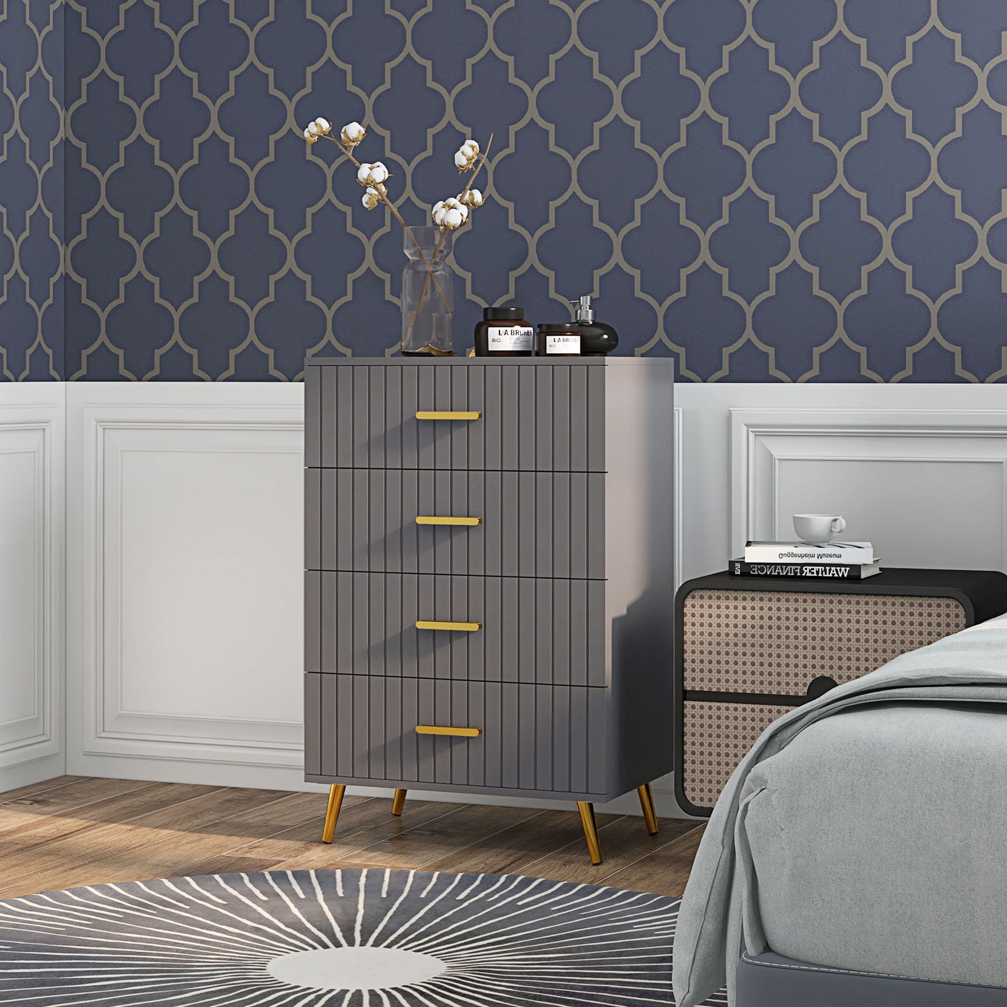 EasyComfort Ladekast 4 laden 60x40x90 cm goud/antraciet