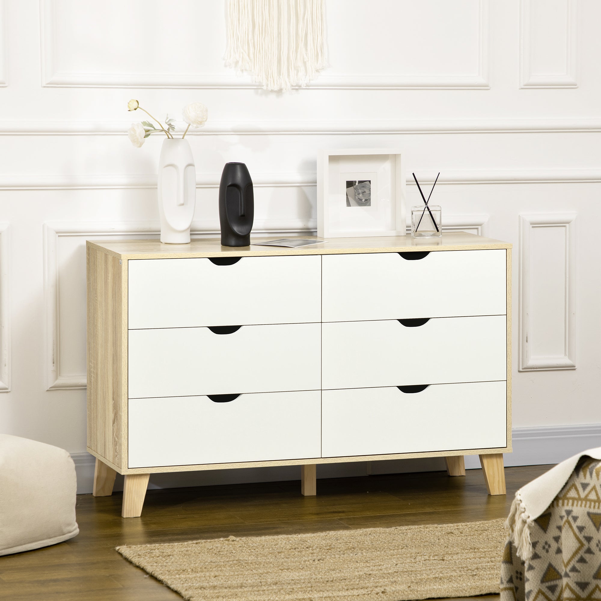 EasyComfort Ladekast 6 lades 120x40x76 cm wit/hout
