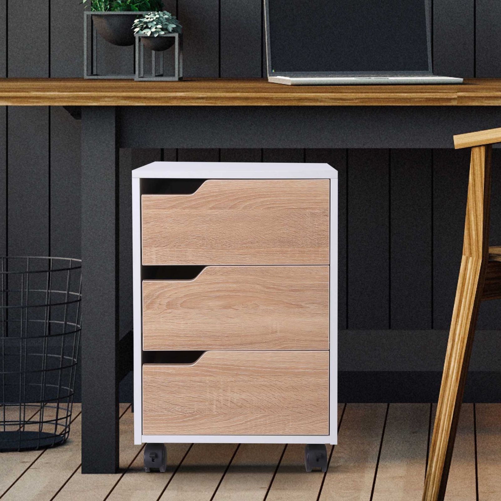 EasyComfort ladeblok op wielen 3 lades MDF 40x50x57,5 cm