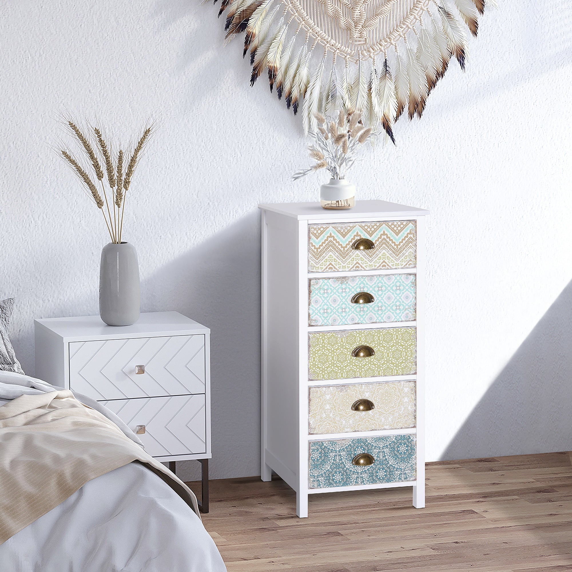 EasyComfort Vintage ladekast - 5 lades, 46×34×97.5 cm