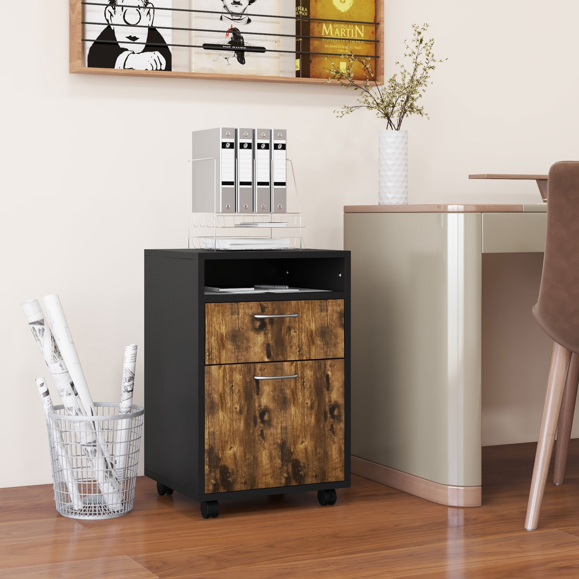 EasyComfort Cassettiera Portadocumenti ladekast met plank en lade 40x35x60 cm