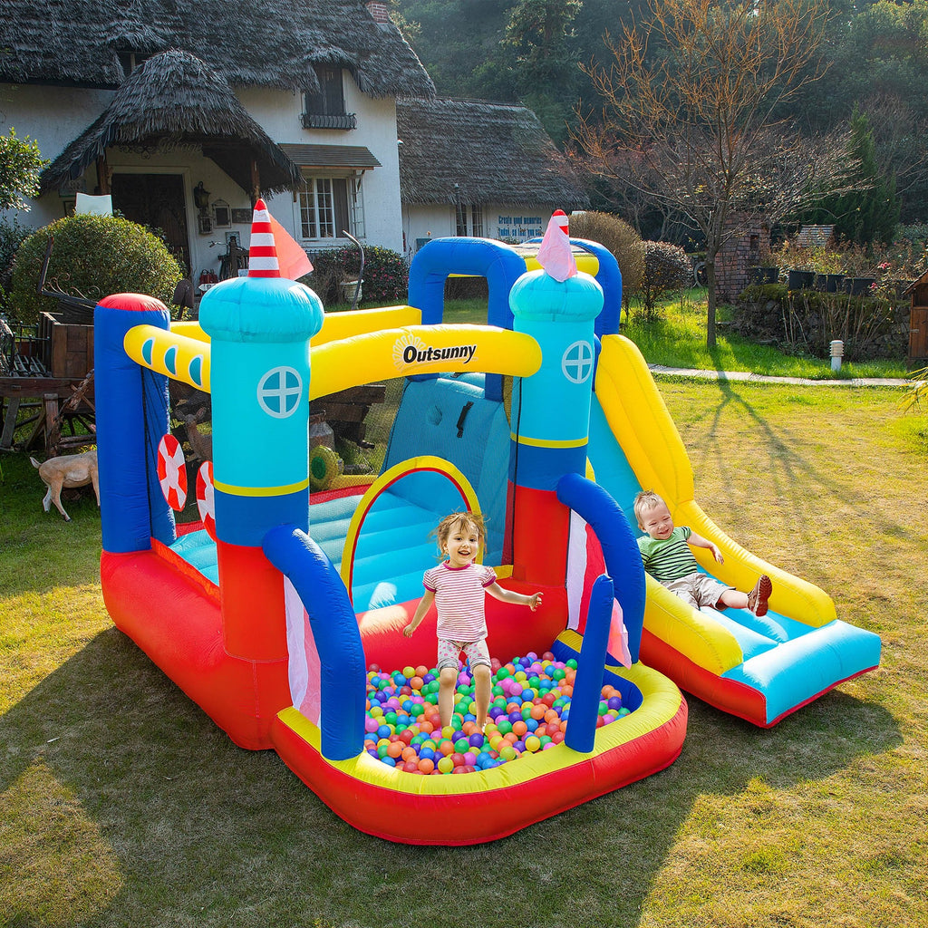 EASYCOMFORT Inflatable Castle 4 in 1 for Children 3-8 Years, Slide and Pool, 265x260x200cm
