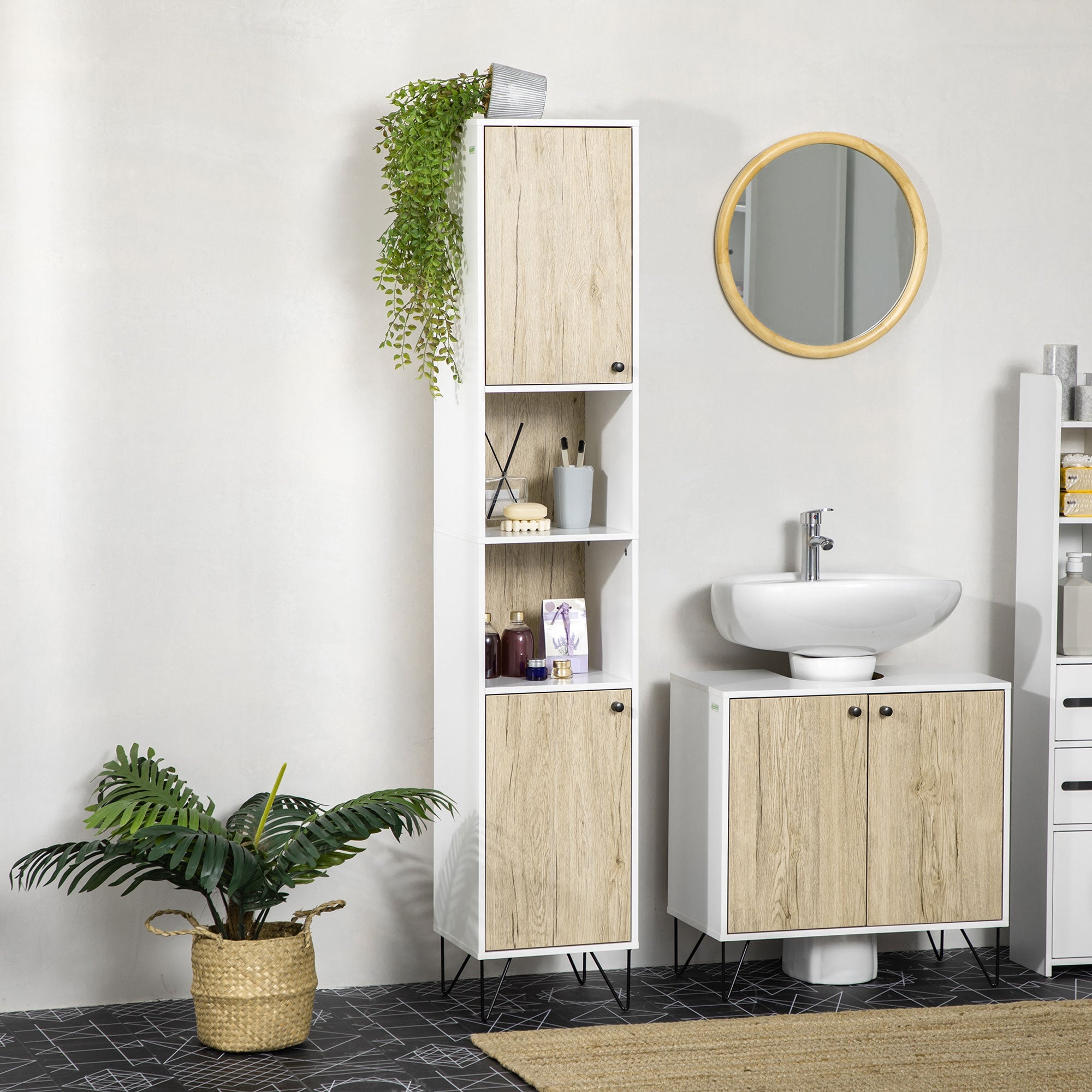 EasyComfort badkamerkolomkast met open vak en 2 kastjes