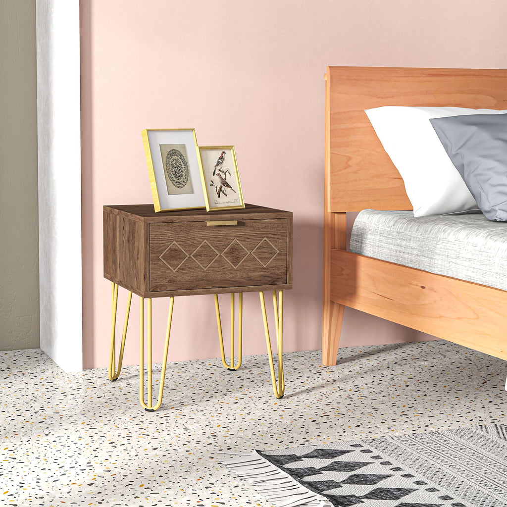 EasyComfort set van 2 nachtkastjes met lade 39.5x41x49 cm bruin