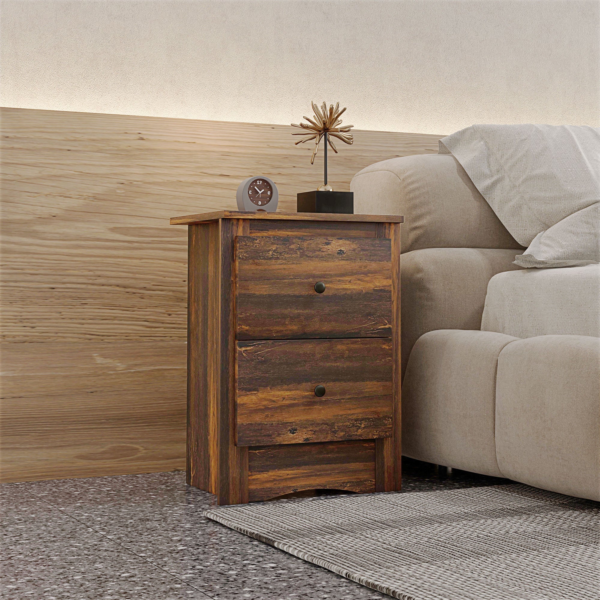 EasyComfort Comodino nachtkastje 2 lades 40x30x56 cm