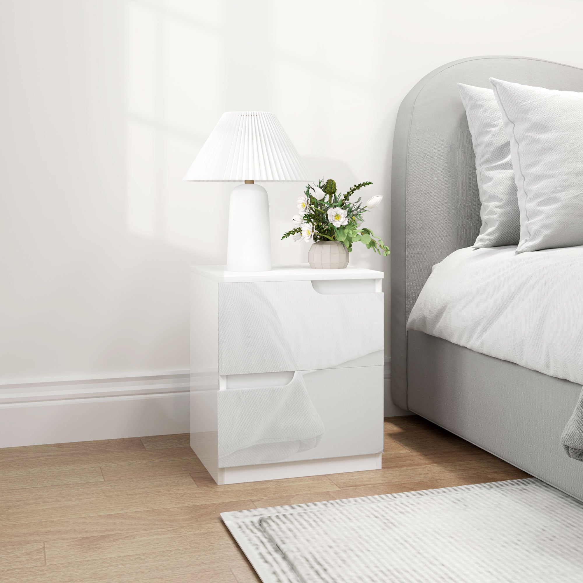 EasyComfort Comodino Moderno nachtkastje, 2 lades, 40x40x48 cm
