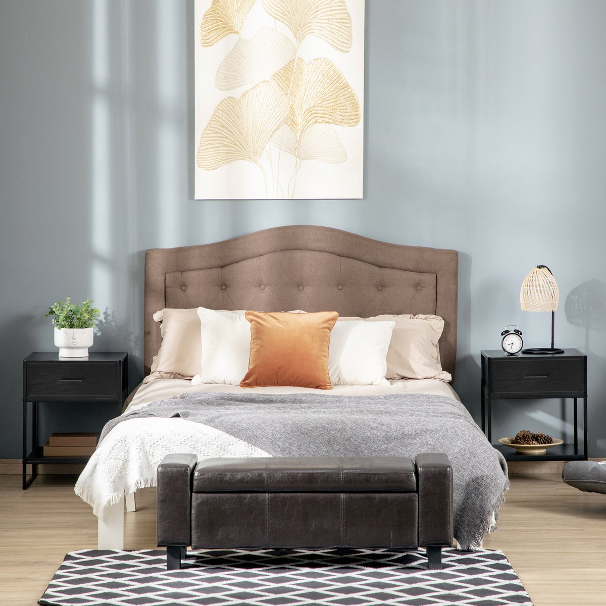 EasyComfort set van 2 nachtkastjes met lade en open schap 45x40x60 cm zwart