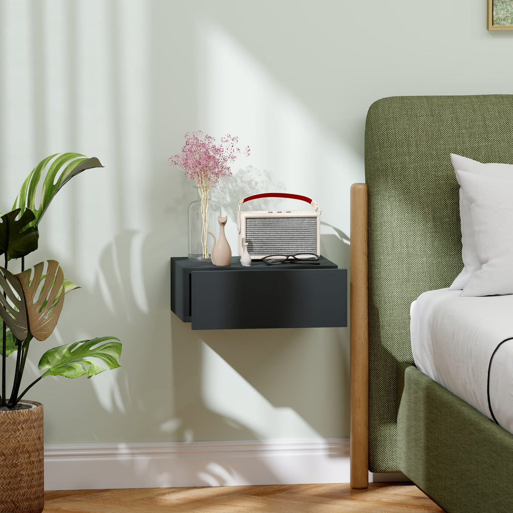 EasyComfort Modern zwevend nachtkastje met lade 40x30x15 cm zwart