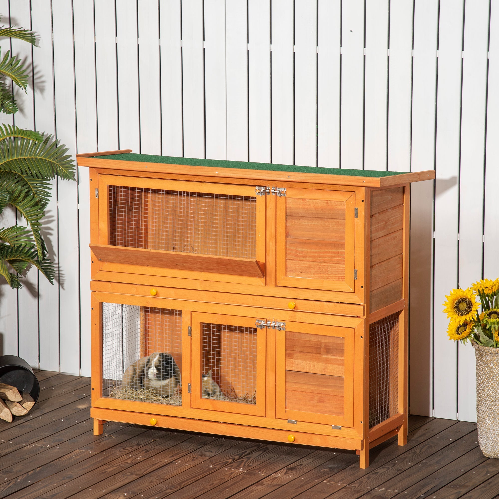EasyComfort Konijnenhok buiten hout 122x48x100 cm