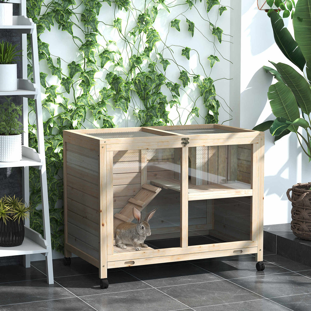EasyComfort 2‑laags konijnenhok van vurenhout 91.5x53.3x73cm
