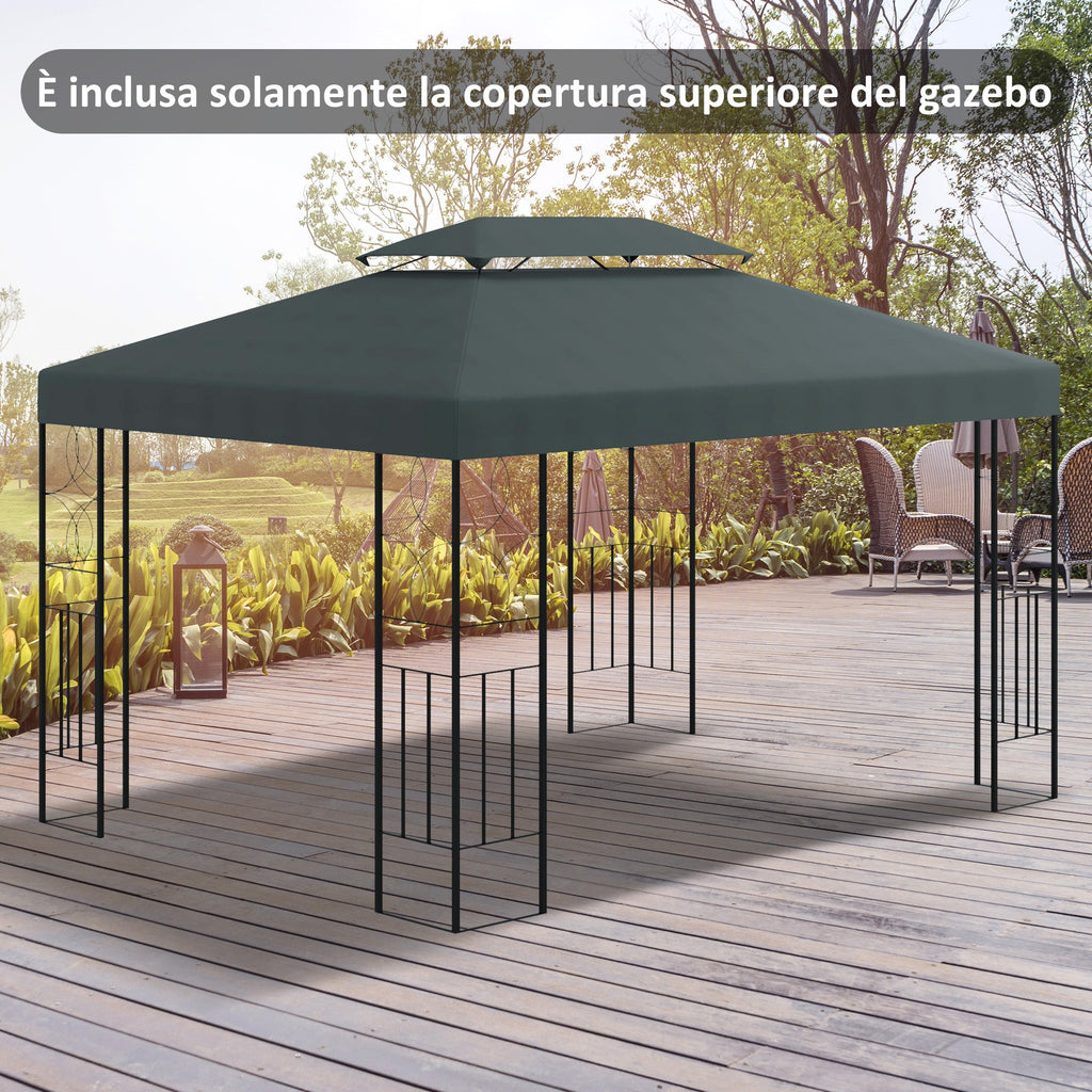 EasyComfort Copertura per Gazebo 4x3 m a 2 Livelli in Poliestere with Cinghie e 10 Fori di Drenaggio, Grigio Antracite