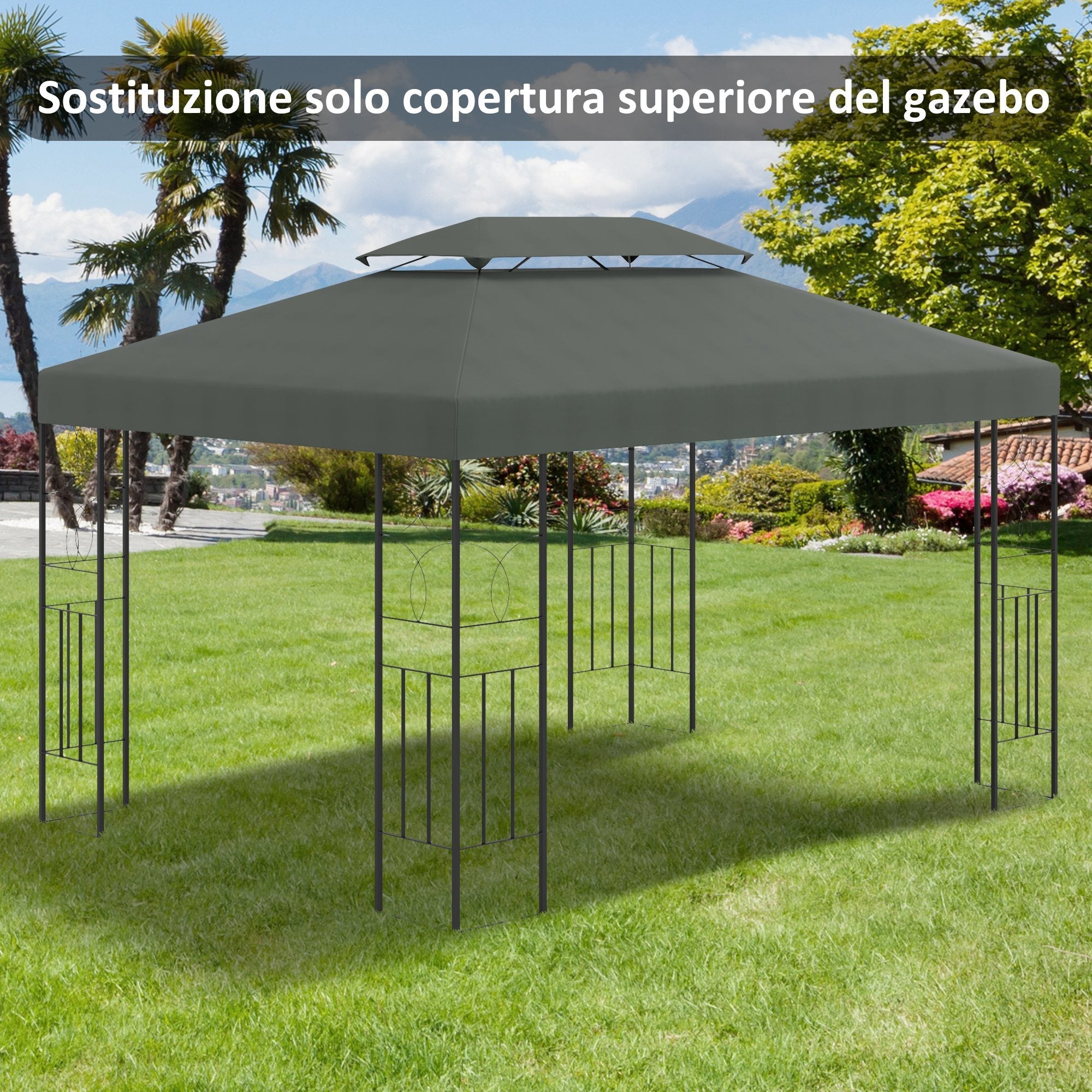 EasyComfort Gazebo-hoes 4x3 m (2-lags) - antraciet