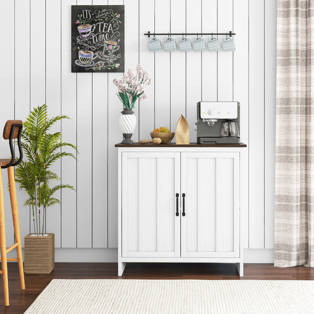 EasyComfort Credenza Cucina Moderna a 2 Ante with Ripiano Regolabile in Legno, 80x39.7x80cm, white