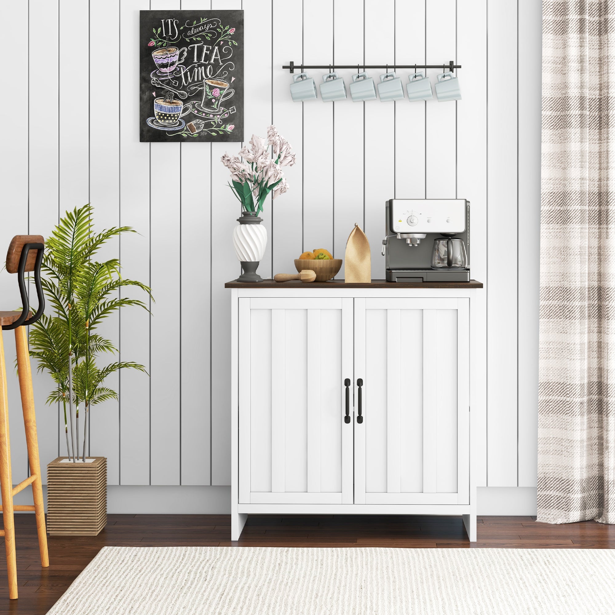 EasyComfort Credenza Cucina Moderna a 2 Ante with Ripiano Regolabile in Legno, 80x39.7x80cm, white